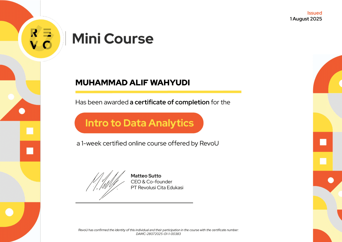 Mini Course Data Analytics (RevoU)