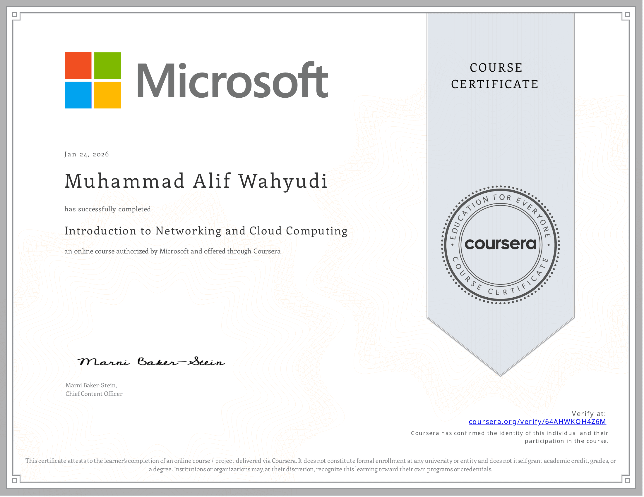 Introduction to Networking and Cloud Computing (Coursera)